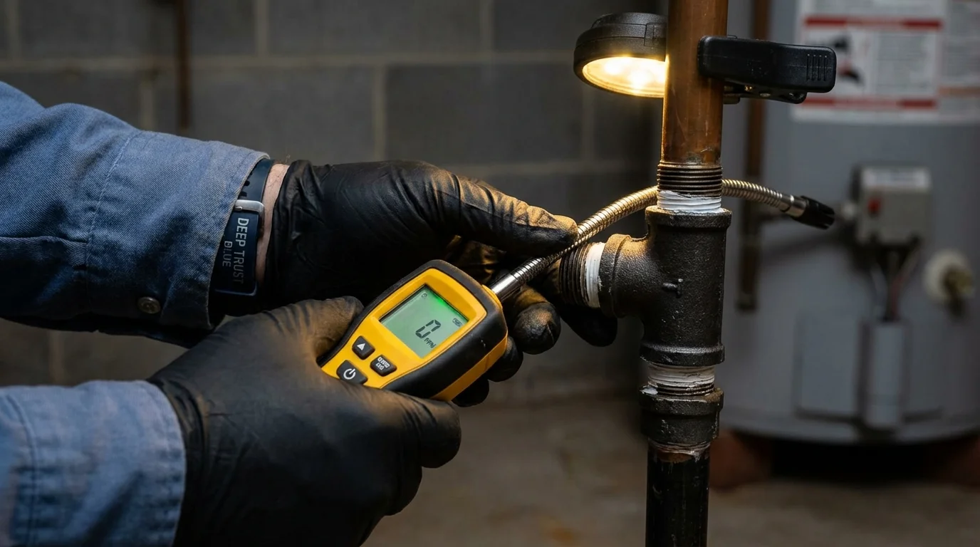 Gas leak detection with electronic sniffer by Johns Plumbing LLC in Garner