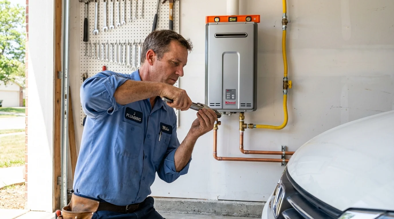 Tankless water heater installation by a Johns Plumbing LLC plumber in Garner
